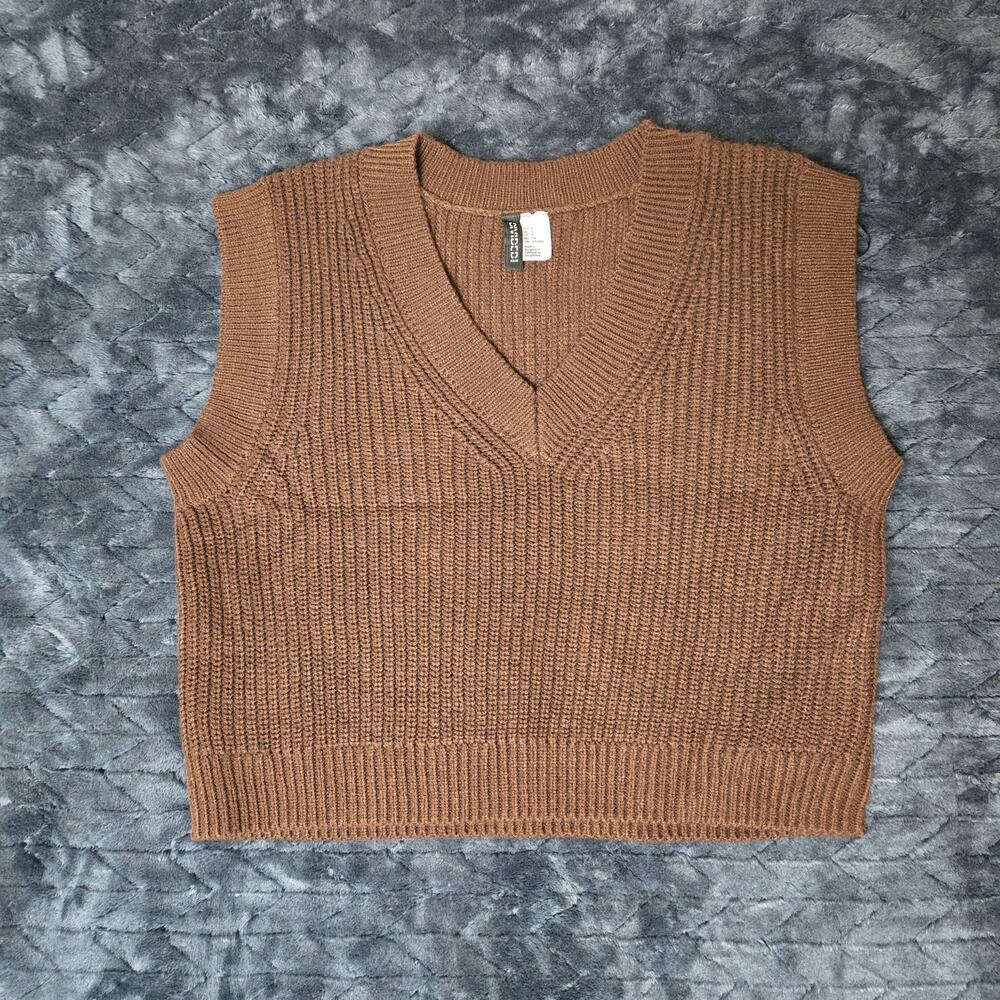 Vintage Y2K Coquette Whimsy Brown Textured Knit Sweater Vest – Size S